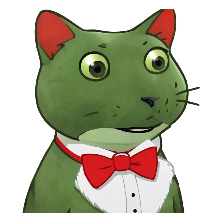 black cat with white tuxedo fur, white paws and white chin looking confused  sticker