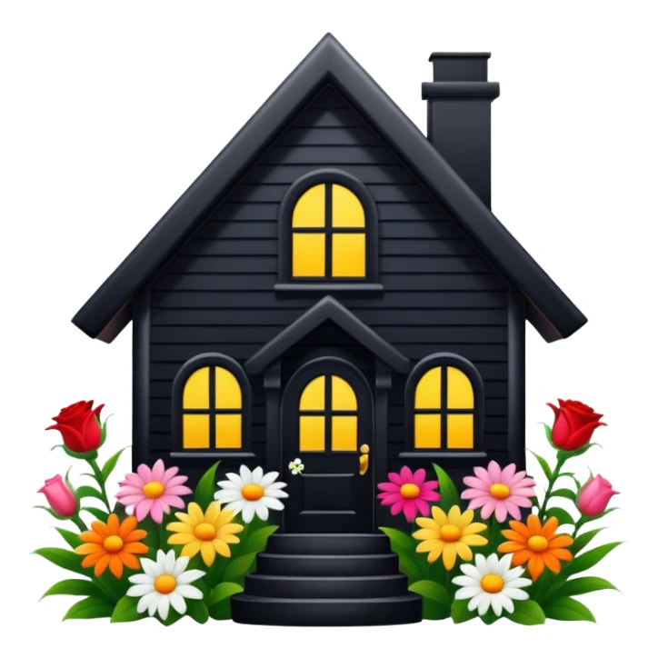 black house made of flowers sticker