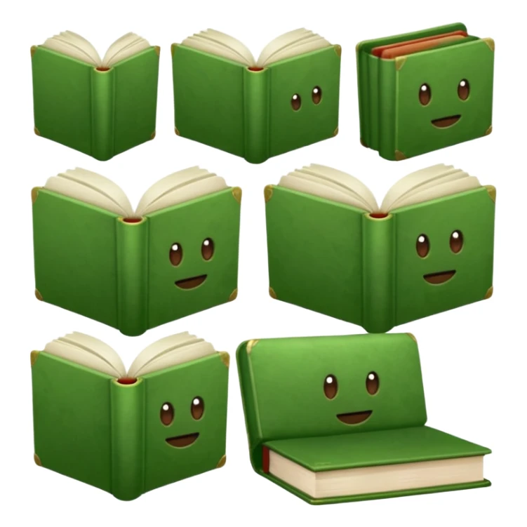 e livros em tons de verde musgo sticker