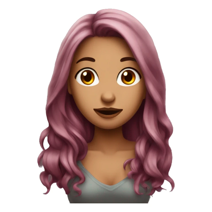 Beautiful tattooed  burgundy long haired woman blushing sticker