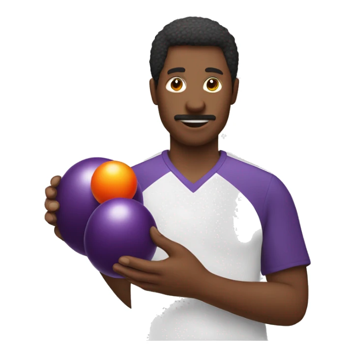 Man holding an eggplant and two ping pong balls sticker