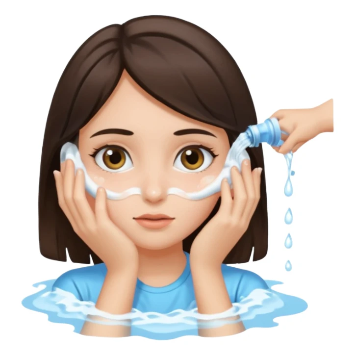 Brunette girl washing her eyes sticker