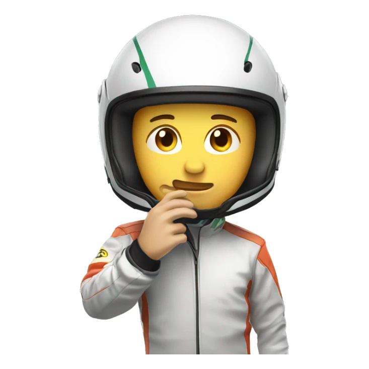racing driver in crash helmet with hand in front of face sticker