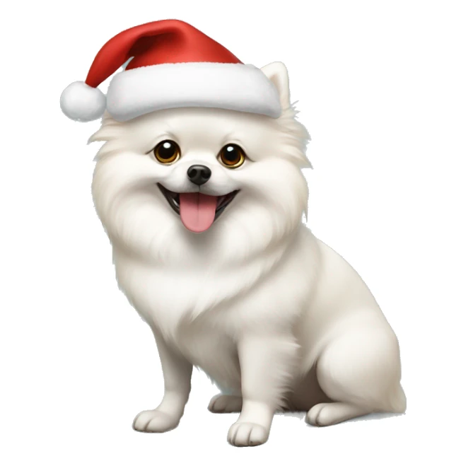 White dog pomeranian shpitz wearing Christmas hat  sticker