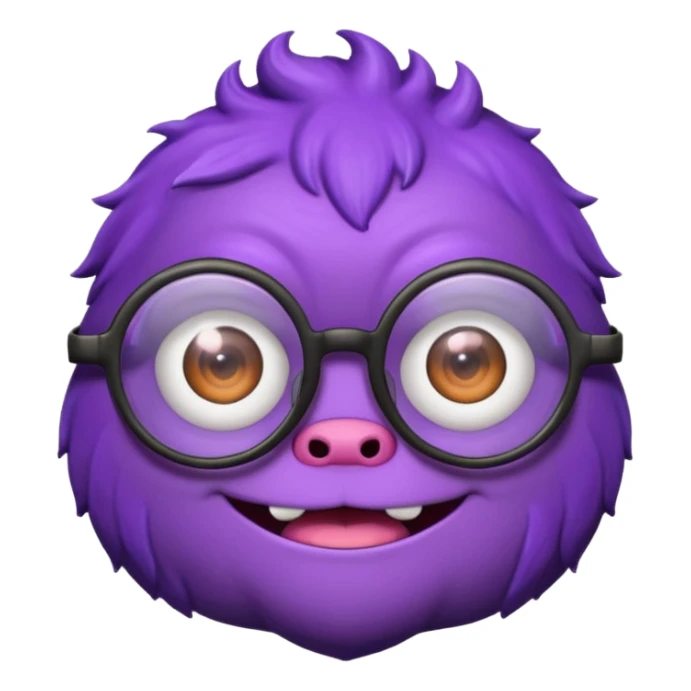 purple cute monster with round glasses sticker