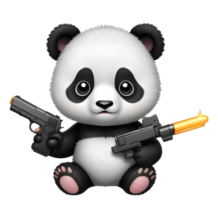 baby panda with handgun sticker
