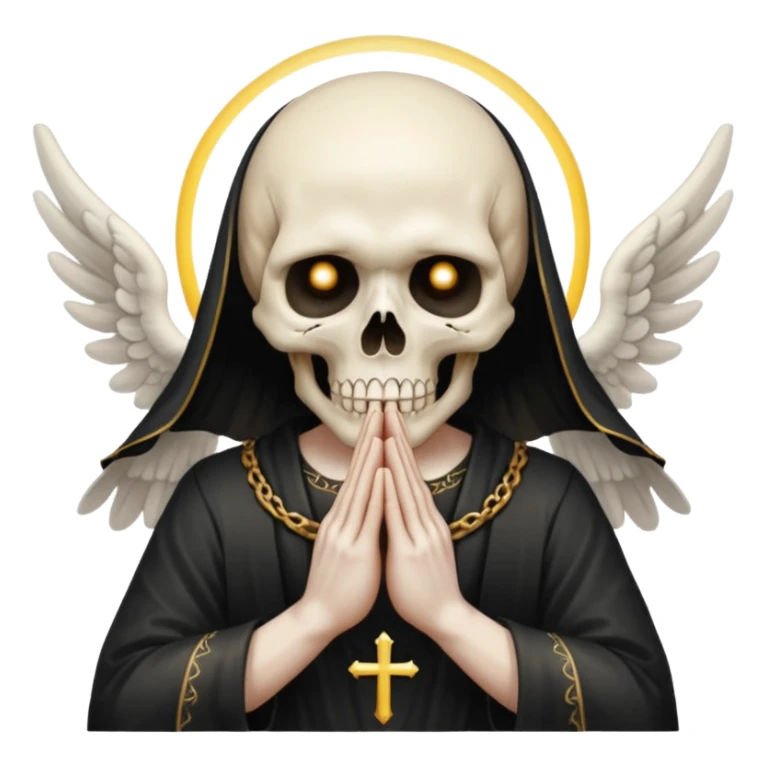 make a skull face like this💀but agnel and demon one with there hands going like this 🤞 sticker