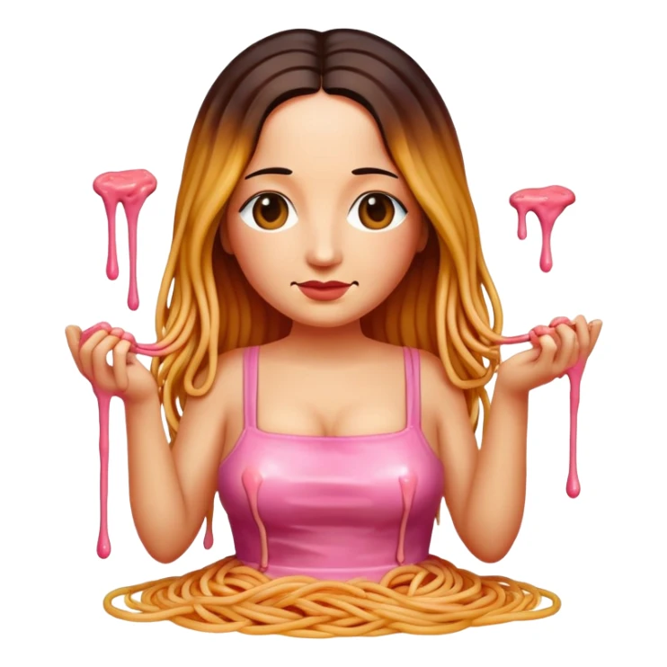  SPAM meat melted pink dripping sauce spaghetti dress monalisa portrait sticker