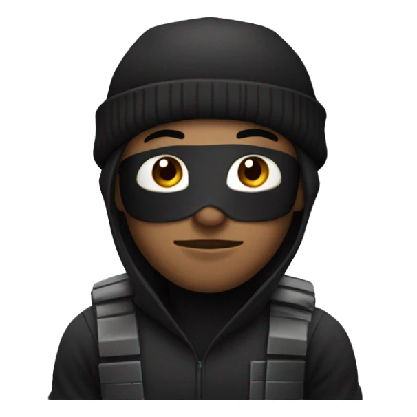 Robber with black prison outfit and black beanie with money bag  sticker
