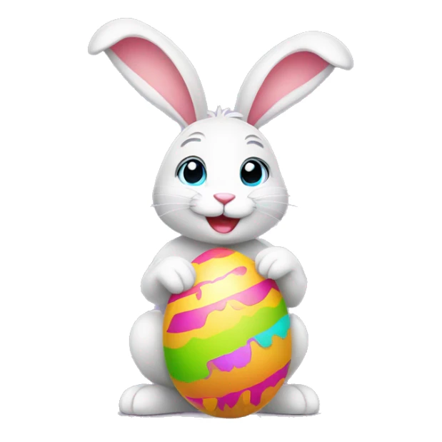 Easter rabbit holding colorful eggs with vibrant colors sticker
