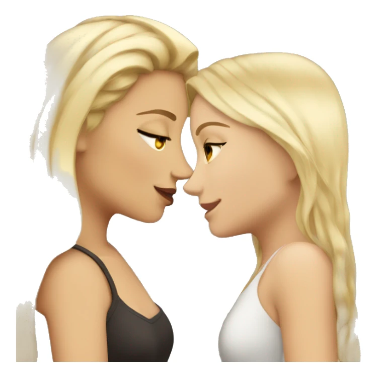 Tall blonde kissing curvy beautiful brunette  sticker