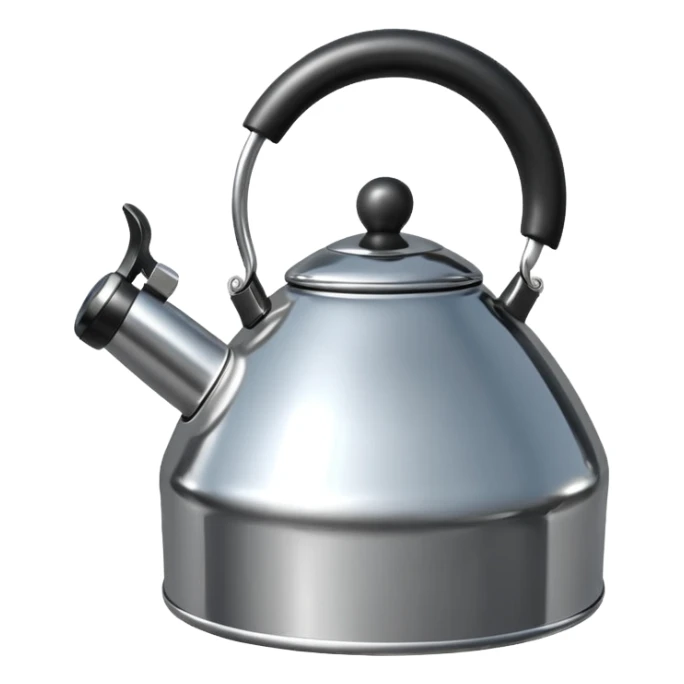 polished metal kettle with highlight reflections sticker