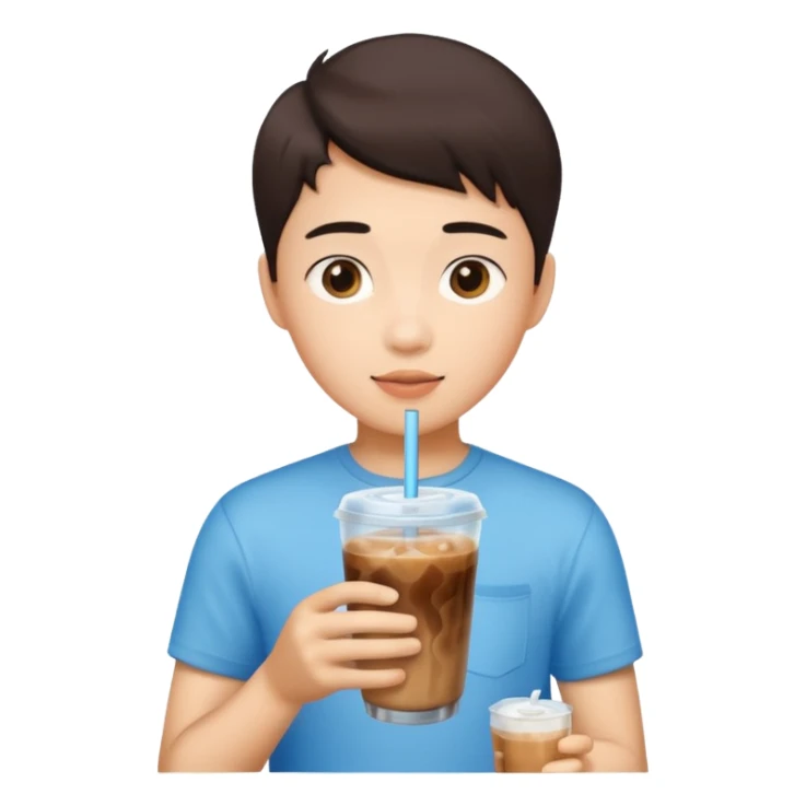 fem asian boy with ice coffee sticker