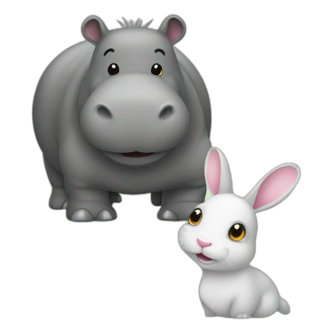Hippopotame avec un lapin sticker