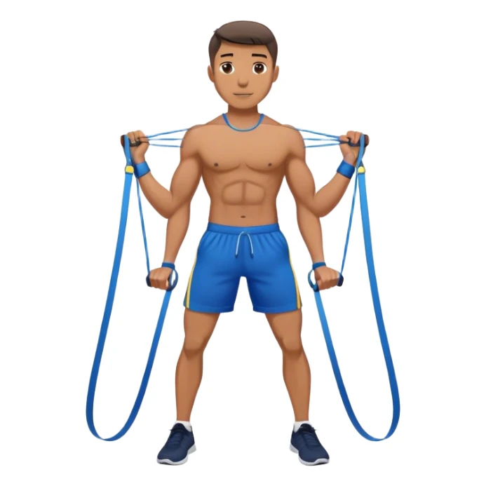 fit man with blue shorts resistance bands exercises sticker