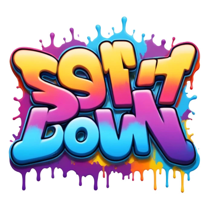 graffiti of the words Sit Down  sticker