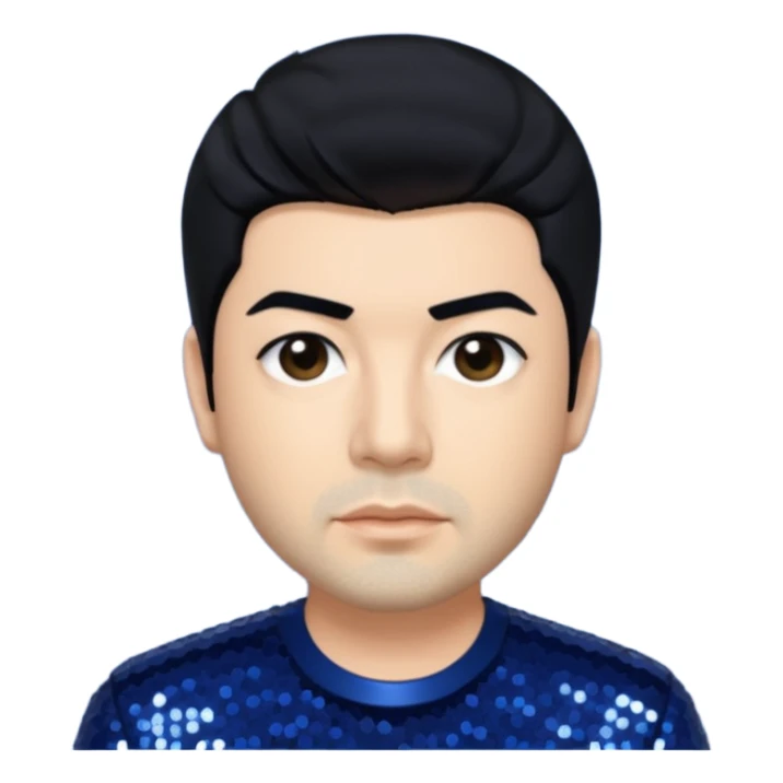 Chino Moreno with black hair, navy blue sequin outfit  sticker