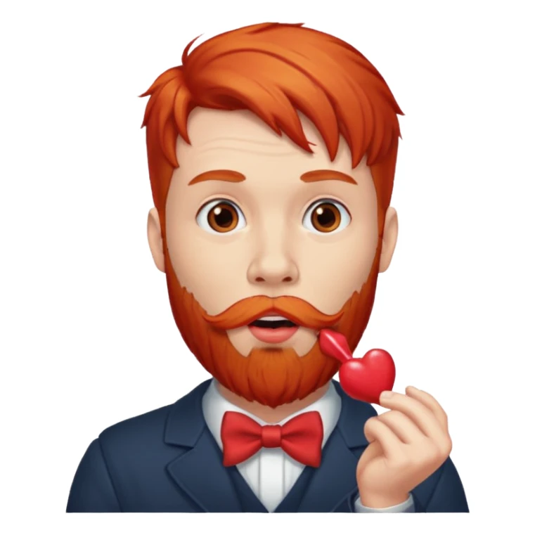 Man with red beard, blowing big red kisses sticker