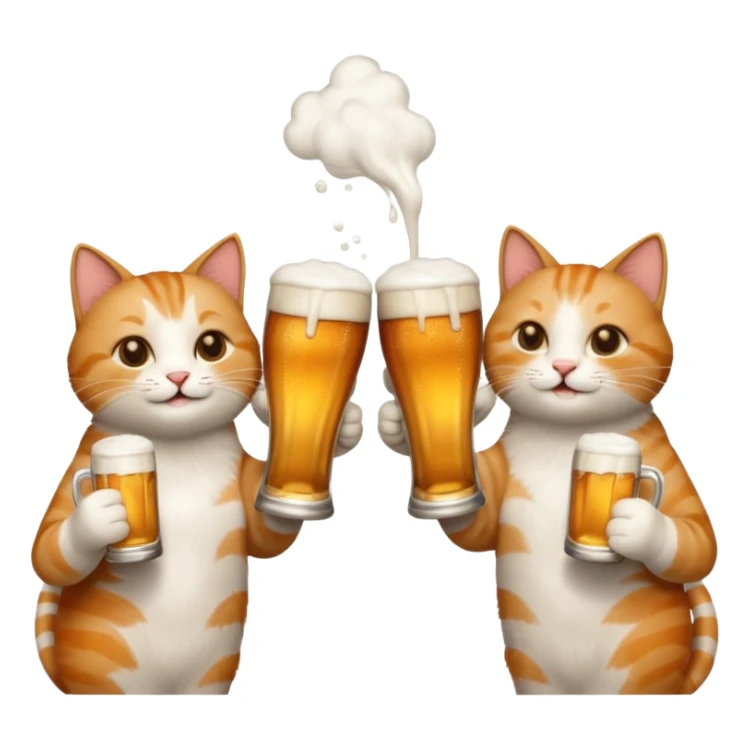 four happy cats drinking beers together toasting sticker