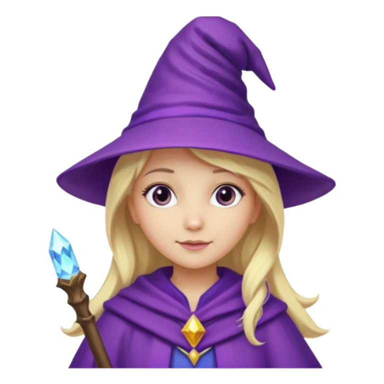 charming wizard girl, blonde hair, purple wizard hat sticker