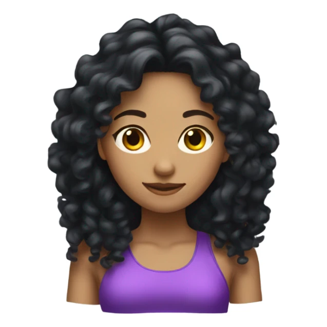 Woman long black curly hair , gym pose sticker