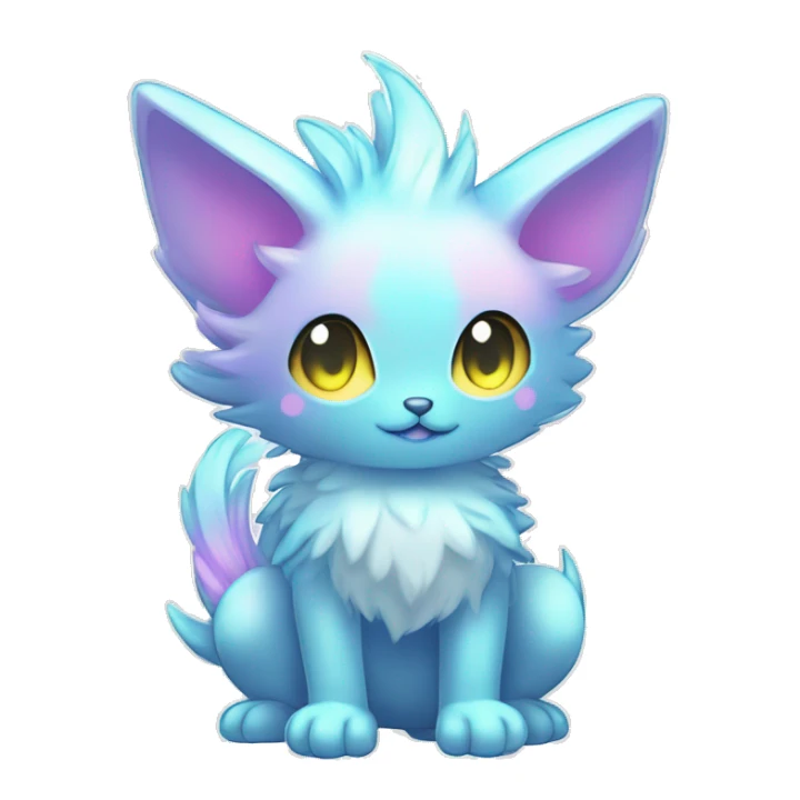 Shiny Shy Cool Sparkly Colorful Pastel Fluffy beautiful fantasy Kawaii Ethereal Sona Fakemon-animal Full Body sticker