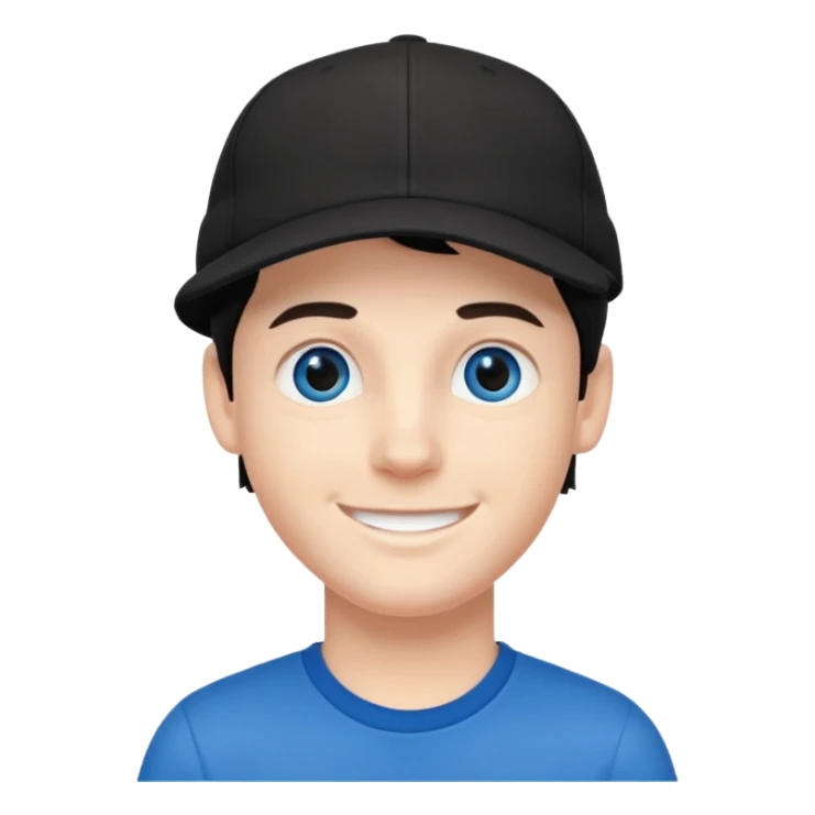 Menino branco de cabelo escuro, boné preto, olhos azuis sticker