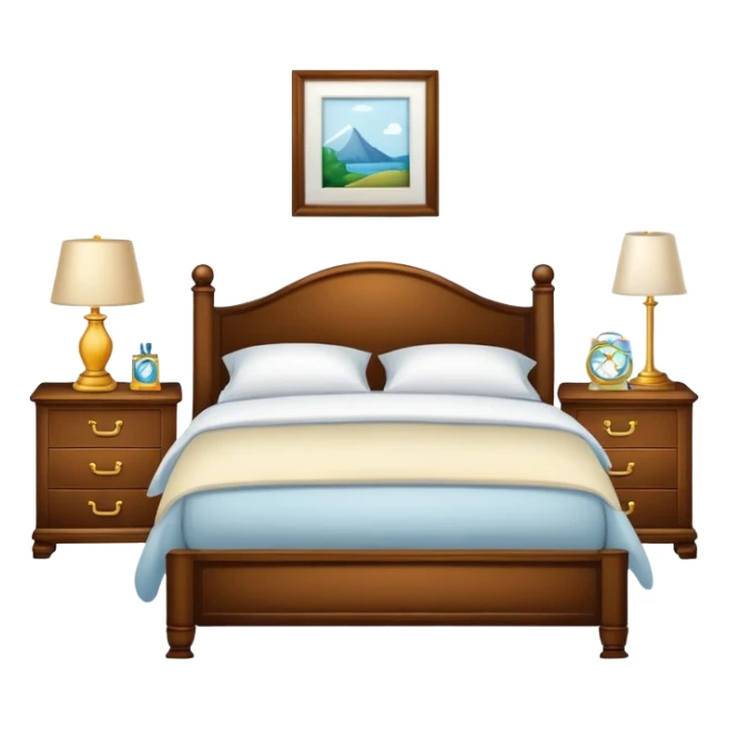 bedroom with white walls, bed, nightstand and dresser sticker