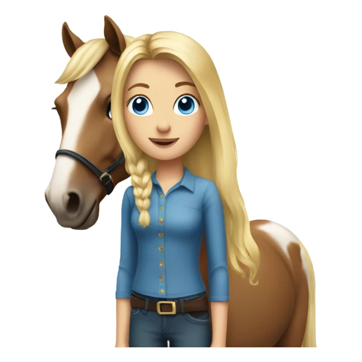 Horse and girl blonde with blue eyes  sticker