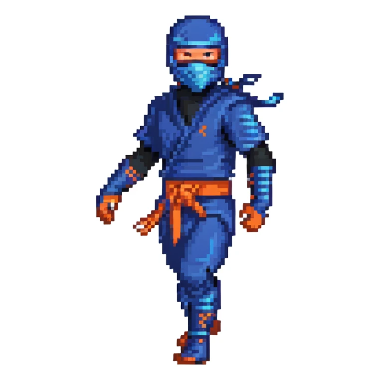masked ninja with blue costume in dynamic pose sticker
