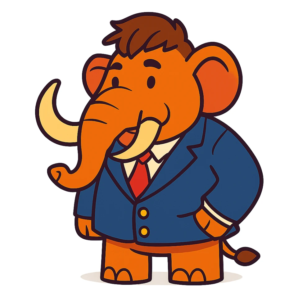 corporate mammoth wearing navy blue blazer sticker