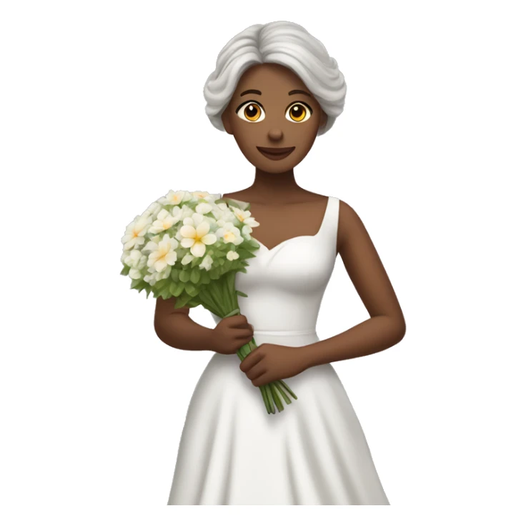 Femme en tenue de mariée avec un bouquet de fleur sticker