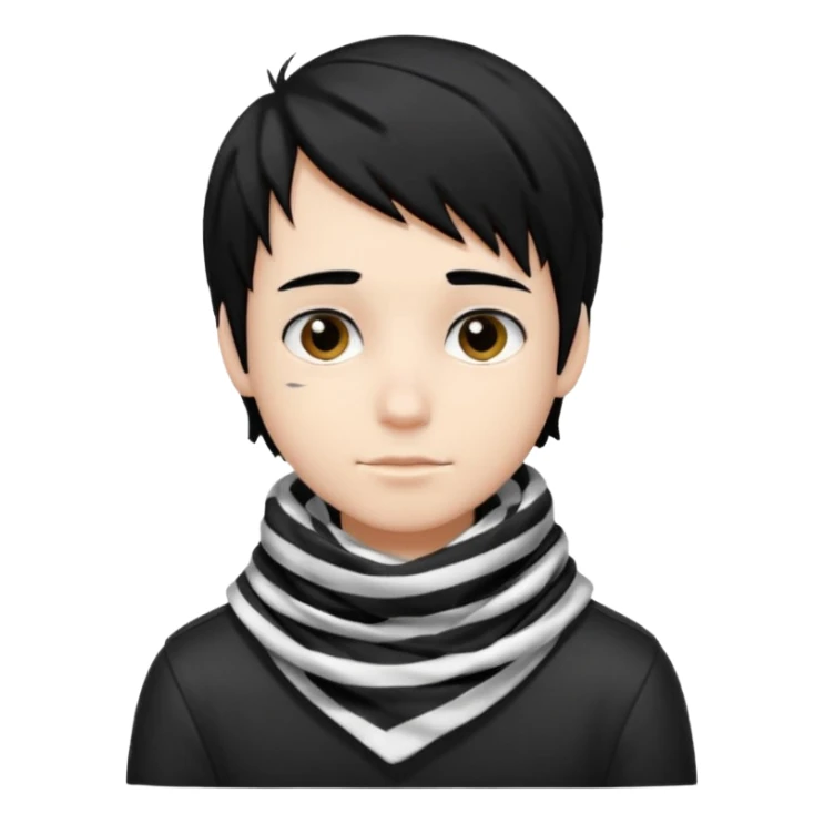 emo boy with black and white striped scarf with black hair

 sticker