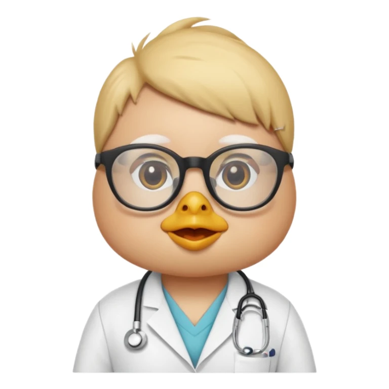 chick animal with glasses, wearing doctor uniform sticker