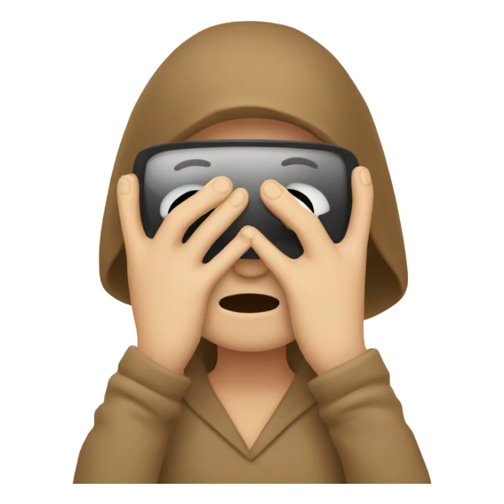 covers his face with his hands but peeks through his fingers sticker