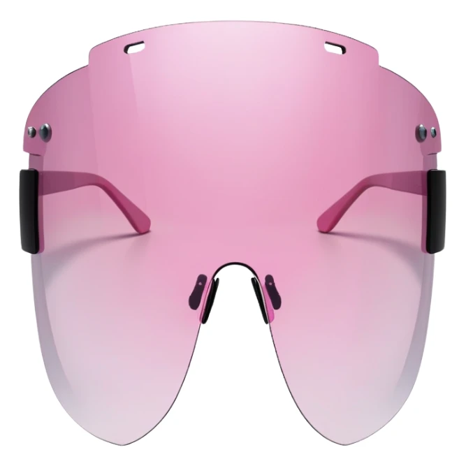 frameless pink tinted shield visor sunglasses, Y2K aesthetic, one-piece lens sticker