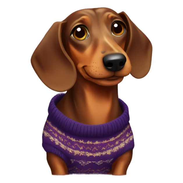 Brown dachshund in a New Year's sweater sticker