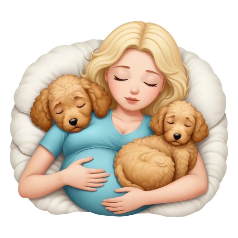 Pregnant pale white girl sleeping with goldendoodle sticker