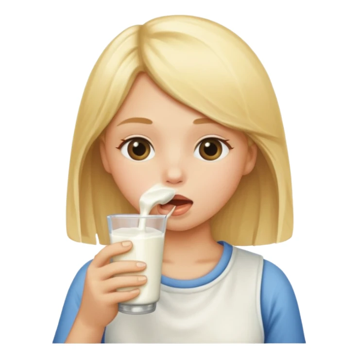 blond girl sucking milk  sticker