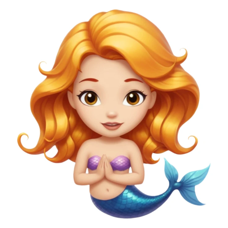 A cute mermaid emoji with a naughty face, looking coy and mischevious with a flirty smirk.  sticker