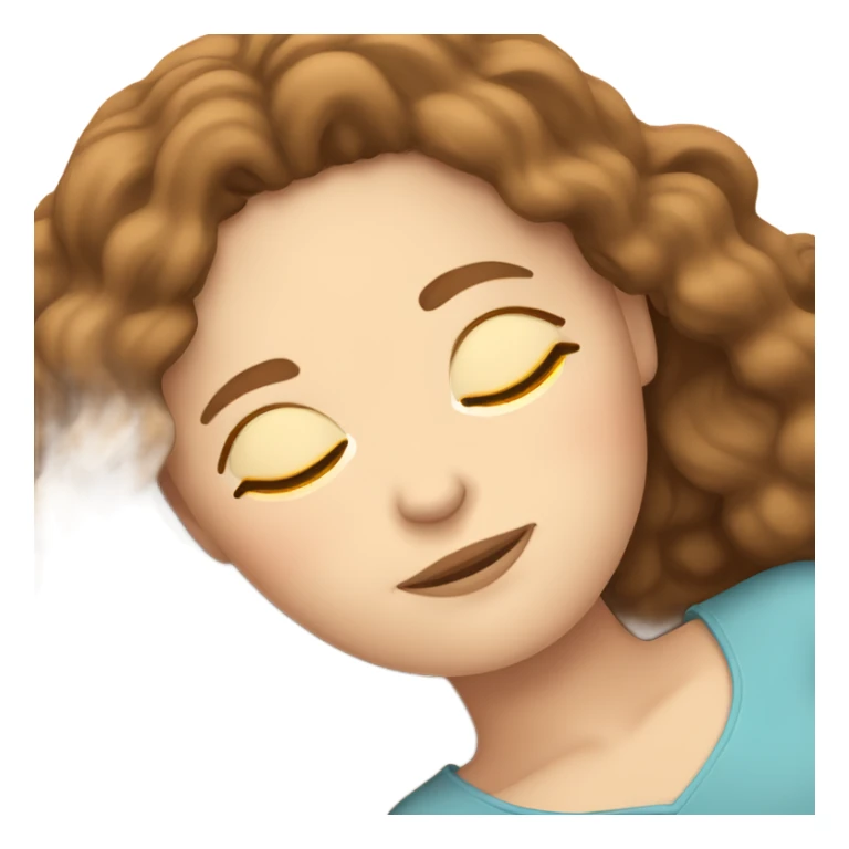 Sleeping white girl with brown wavy hair sticker