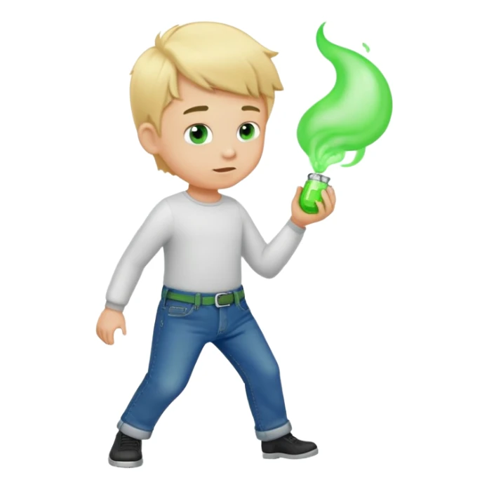 blonde boy farting green from jeans sticker