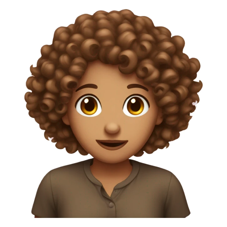 brown curly haired girl delusional in love  sticker