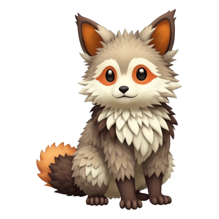 lush warm-colored Fakémon-Trico-creature (full body) sticker