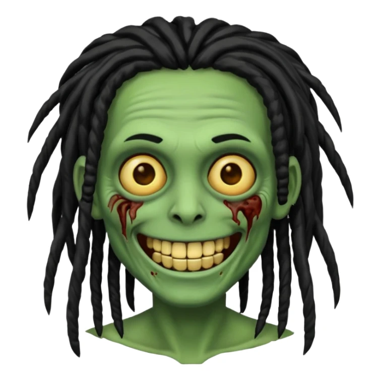 Make a image of a zombie with dreads make it like a emoticon not as scary make dreads black  sticker