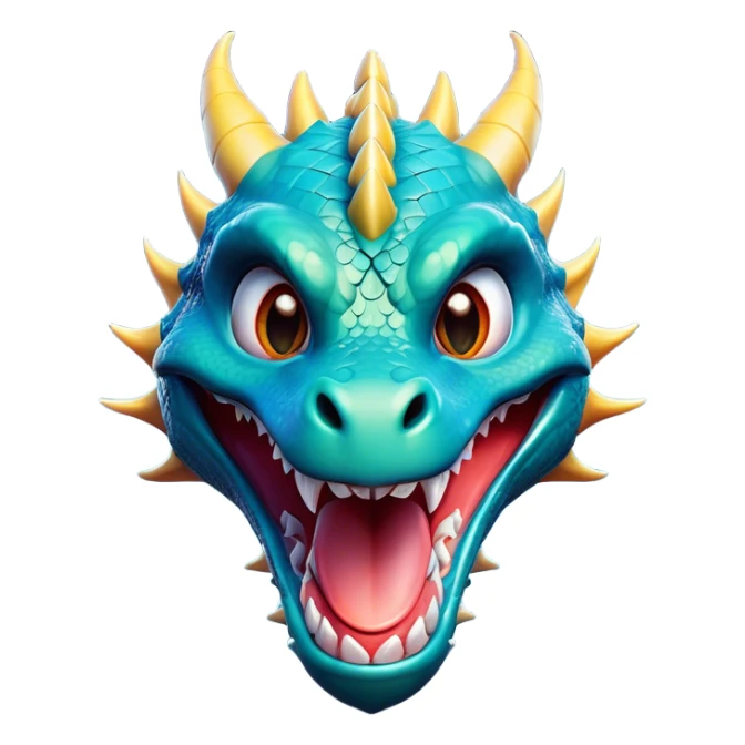 Cinematic Comical Dragon Portrait Emoji, Head tilted dramatically with an exaggeratedly amused expression, featuring a striking, glossy scaled body with bold, angular features and wide, expressive eyes filled with playful disbelief, Simplified yet hilariously expressive features, highly detailed, glowing with a slightly sassy, otherworldly glow, high shine, dramatic yet playful, stylized with an air of cheeky mythical mischief, soft glowing outline, capturing the essence of a spirited and over-the-top dragon that looks ready to breathe fire into internet fame instantly! sticker