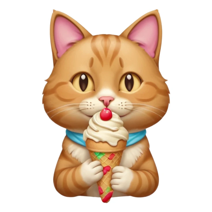 A cat enjoying an ice cream, eyes closed in delight, portrait, bust up sticker