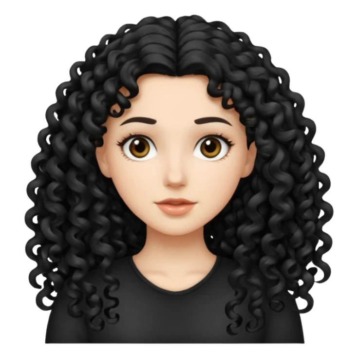 Really white girl with very long black 3a curly hair  sticker