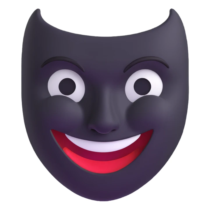 two masks side by side - comedy mask with wide happy smile, tragedy mask with deep sad frown sticker