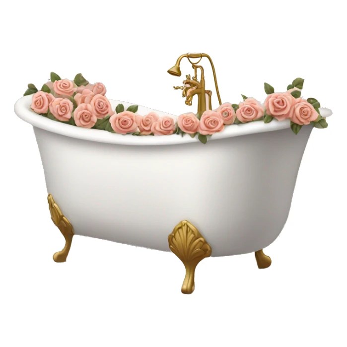 White with gold bathtub filled with roses sticker